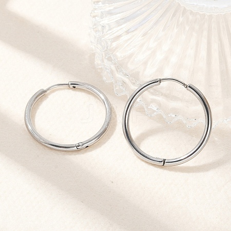 Tarnish Resistant 304 Stainless Steel Huggie Hoop Earrings EJEW-G272-02-20mm-P-1
