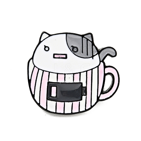 Coffee Cup Cat Enamel Pin JEWB-H009-01EB-15-1