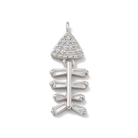 Rack Plating Brass Micro Pave Clear Cubic Zirconia Pendants KK-G515-23P-1