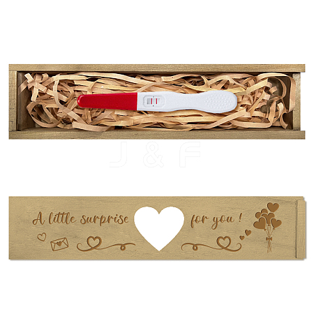 Rectangle Wooden Pregnancy Test Keepsake Box with Slide Cover CON-WH0102-002-1