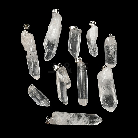 Natural Quartz Crystal Pointed Pendants LS-G-G779-02P-1