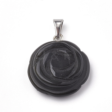 Natural Black Stone Pendants G-S343-05-1