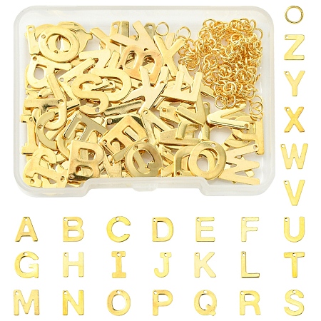 104Pcs 26 Styles Letter A~Z 304 Stainless Steel Alphabet Letter Charms STAS-FS0001-66-1