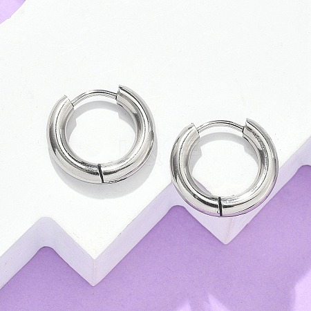 Tarnish Resistant 304 Stainless Steel Huggie Hoop Earrings LS-EJEW-F111-16mm-P-1