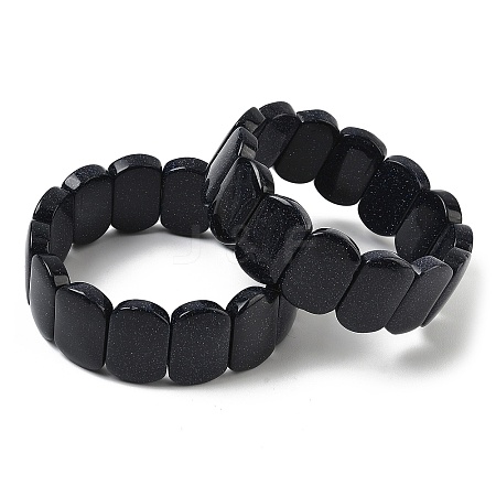 Synthetic Blue Goldstone Beads Stretch Bracelets for Women Men BJEW-I323-02R-1