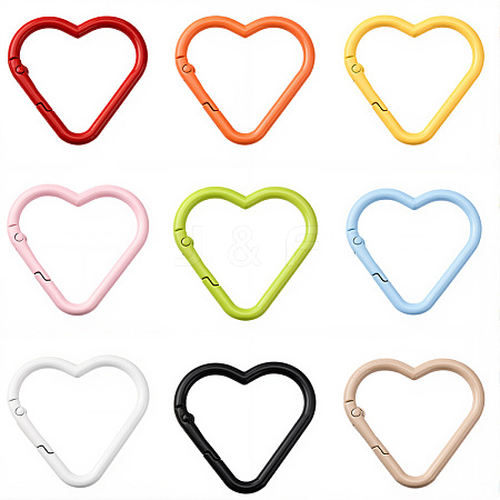 18Pcs 9 Colors Baking Paint Alloy Spring Gate Rings FIND-SC0017-36-1