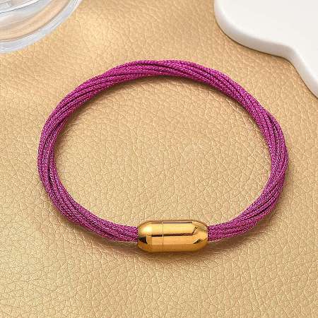 304 Stainless Steel with Polyester Metallic Cord Bracelets for Women BJEW-Z145-01G-29-1