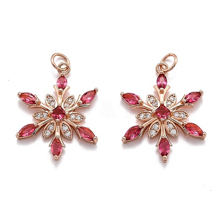 Brass Cubic Zirconia Pendants X-ZIRC-O044-02E-RG-1