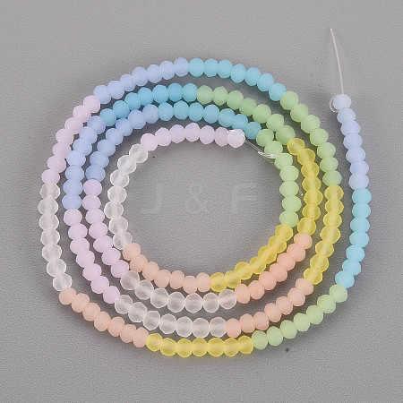 7 Colors Frosted Glass Beads Strands FGLA-T002-01B-1