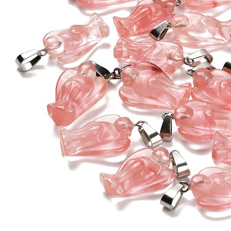 Cherry Quartz Glass Pendants G-B127-10P-15-1
