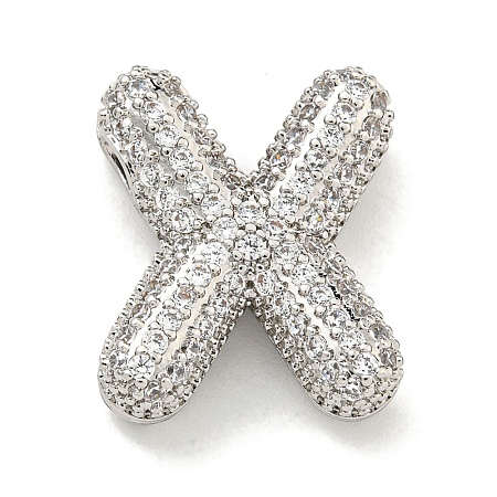 Platinum Plated Brass Micro Pave Cubic Zirconia Pendants KK-L073-001P-X-1