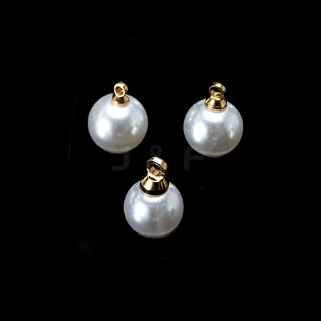 Round Acrylic Pearl Charms KK-E670-01G-1