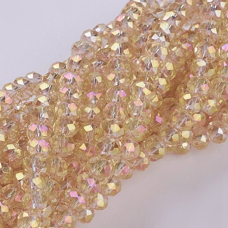 Electroplate Glass Beads Strands GLAA-F077-FR09-1