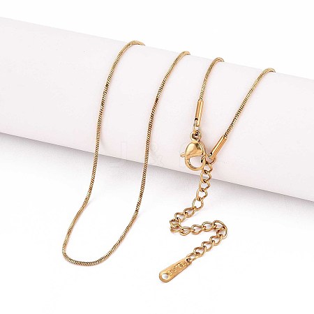 1MM 304 Stainless Steel Snake Chain Necklaces NJEW-N058-05G-1