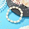 Electroplated Shell Pearl & Brass Beaded Stretch Bracelets for Women BJEW-JB13996-1
