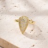 Rack Plating Brass Micro Pave Clear Cubic Zirconia Open Cuff Finger Rings for Women RJEW-M028-101G-3