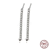 Rhodium Plated 925 Sterling Silver Micro Pave Clear Cubic Zirconia Stud Earring Findings STER-Q192-26P-1