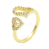 Brass Micro Pave Clear Cubic Zirconia Open Cuff Rings for Women RJEW-Z072-01B-1