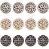 CHGCRAFT 12pcs 3 colors Hollow Alloy 1-Hole Buttons BUTT-CA0001-03-1