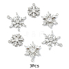 3Pcs 3 Styles Brass Pave Clear Cubic Zirconia Pendants KK-YW0003-79P-1