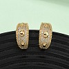 Brass Micro Pave Clear Cubic Zirconia C-Shaped with Oval Stud Earrings EJEW-B153-17G-01-1