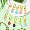 10Pcs 10 Colors Flower Alloy Enamel Pendant Decorations HJEW-JM02753-2