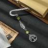 Tree of Life Feather Tibetan Style Alloy Pendant Bookmark with Cat Eye AJEW-JK00277-03-2