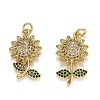 5Pcs Brass Micro Pave Cubic Zirconia Pendants ZIRC-SZ0003-09-1