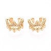 Brass Micro Pave Clear Cubic Zirconia Cuff Earrings EJEW-T047-63G-1