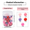 Pink Theme 90Pcs 5 Colors Food Grade Eco-Friendly Silicone Beads SIL-YW0001-43-2