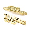 Mother's Day Brass Micro Pave Cubic Zirconia Word Mama Connector Charms KK-M324-01C-G-2