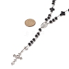 Natural Lava Rock & Synthetic Turquoise Rosary Bead Necklace NJEW-JN04238-5