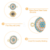DICOSMETIC 8Pcs 2 Styles Brass Pave Clear & Deep Sky Blue Cubic Zirconia Connector Charms KK-DC0003-42-5