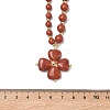 Saint Patrick's Day Natural Red Jasper Clover Pendant Round Beaded Necklaces with Brall Heart OT Clasps NJEW-G202-02G-04-5