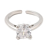 Brass Micro Pave Cubic Zirconia Cuff Open Rings for Women RJEW-B160-04P-4
