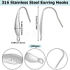 Beebeecraft 100Pcs 316 Surgical Stainless Steel Earring Hooks STAS-BBC0004-90-2