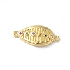 Rack Plating Brass Pave Colorful Cubic Zirconia Shell Shaped Connector Charms KK-Z056-30G-1