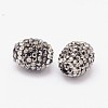 Oval Handmade Polymer Clay Rhinestone Beads X-RB-L025-22-2