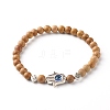 Natural Wood Beads Stretch Bracelets BJEW-JB06629-1