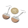 Two Tone Resin & Walnut Wood Flat Round Dangle Earrings EJEW-JE05570-3