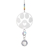 201 Stainless Steel Paw Print Shape & Rainbow Crystal Glass Hanging Suncatcher HJEW-JM04679-2