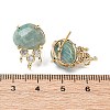 Brass Micro Pave Cubic Zirconia Stud Earring Findings with Natural Amazonite KK-Z096-05G-10-3