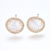 Brass Micro Pave Cubic Zirconia Stud Earring Findings X-ZIRC-G116-27-C01-1