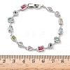 Brass Micro Pave Colorful Cubic Zirconia Link Chain Bracelets BJEW-G764-04P-5