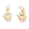Brass Micro Pave Clear Cubic Zirconia Charms X-KK-M206-38G-1