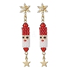 3 Pairs 3 Styles Christmas Theme Brass Clear Cubic Zirconia Dangle Stud Earrings EJEW-MZ00552-5