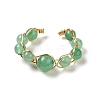 Adjustable Natural Green Aventurine with Brass Rings G-B075-01G-02-2