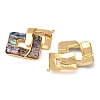304 Stainless Steel Pave Natural Paua Shell Pendants STAS-L026-01G-02-2