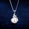 Plastic Imitation Pearl & Alloy Pendant Necklaces WG4C35F-03-1