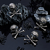 4Pcs Skull Zinc Alloy Brooches for Backpack Clothes JEWB-FH0002-04AS-4